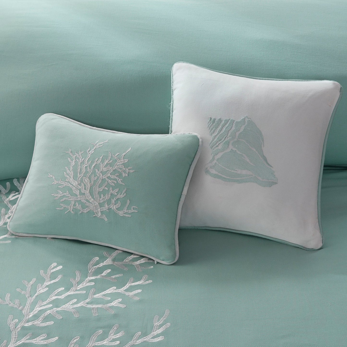 Oversized Cotton Jacquard Comforter Set Aqua Cal King
