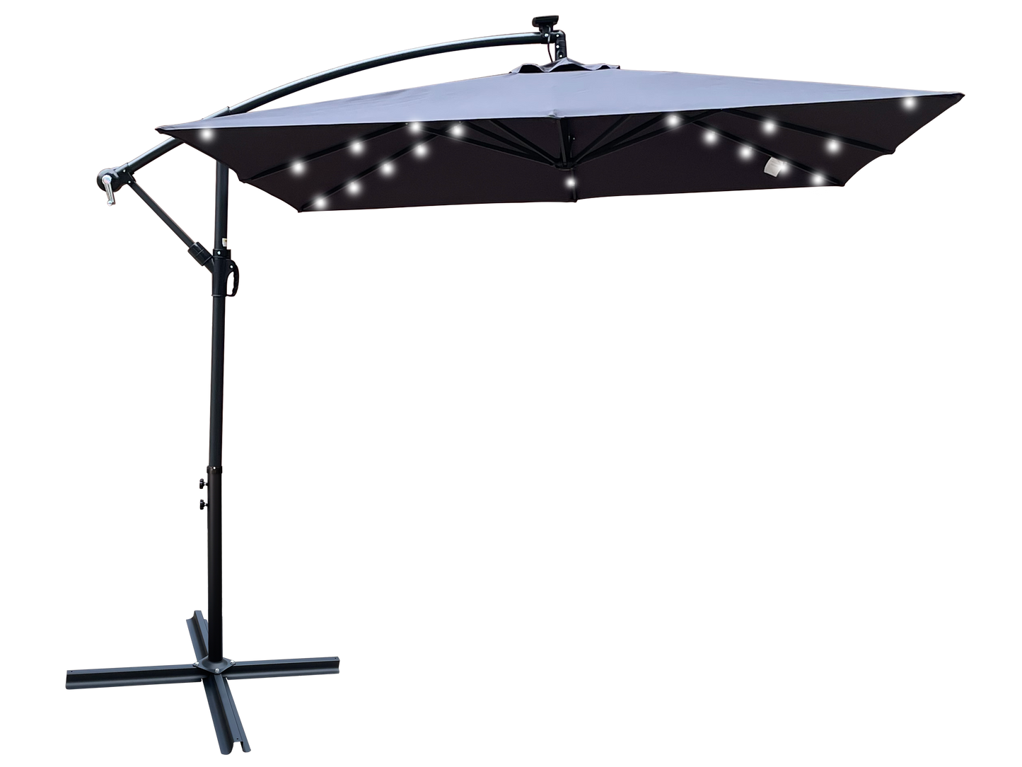 Square 2.5x2.5M Outdoor Patio Umbrella with Solar LED Lights