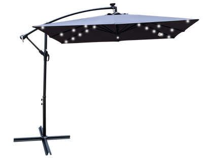 Square 2.5x2.5M Outdoor Patio Umbrella with Solar LED Lights