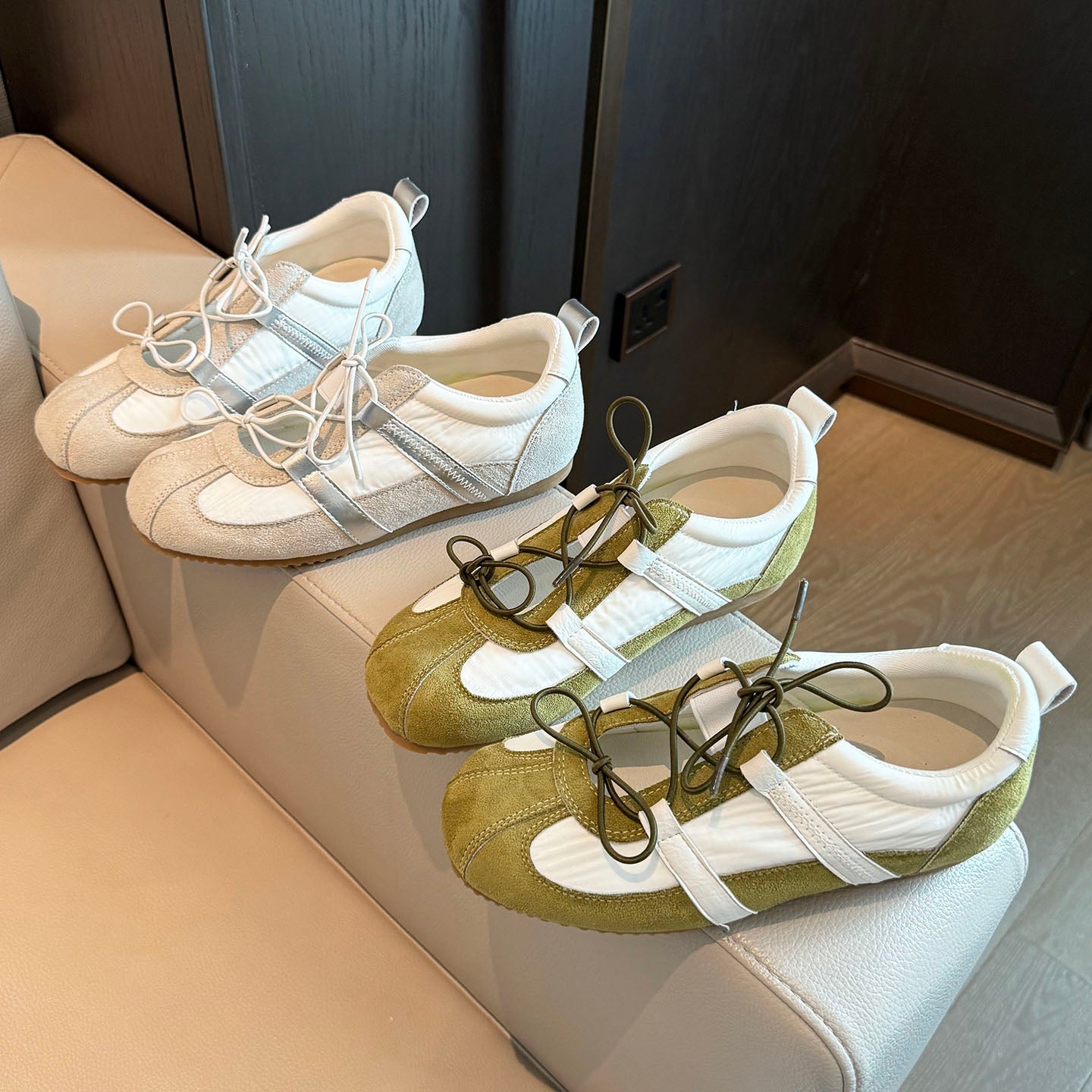 Women Y2K Retro Color Block Cross Strap Sneakers, Patchwork Suede Lightweight Lace Up Slip On Casual Sport Walking Trainers Two Color Options