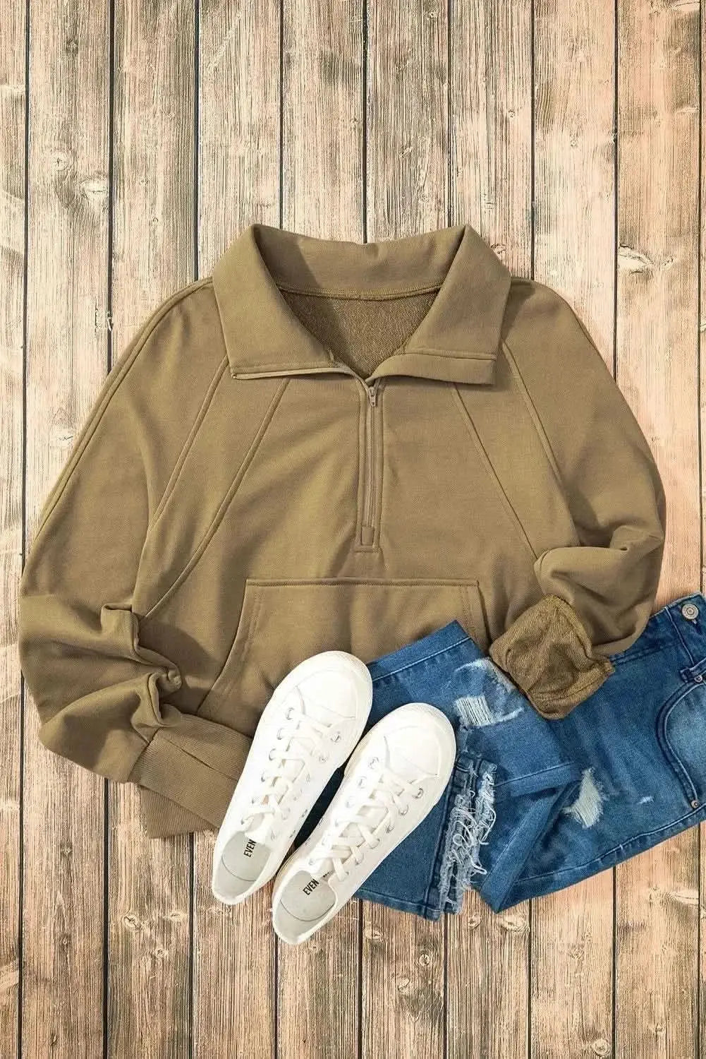 Trendsi Women's Half Zip Sweatshirt With Pockets — Fleece Pullover