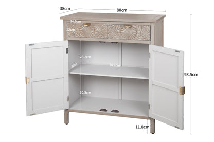 Hand-Carved Accent Cabinet with Drawer and Doors