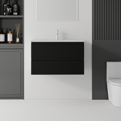 30 Inch Floating Bathroom Vanity with Sink, Soft-Close Drawer, Ceramic Sink, Plywood