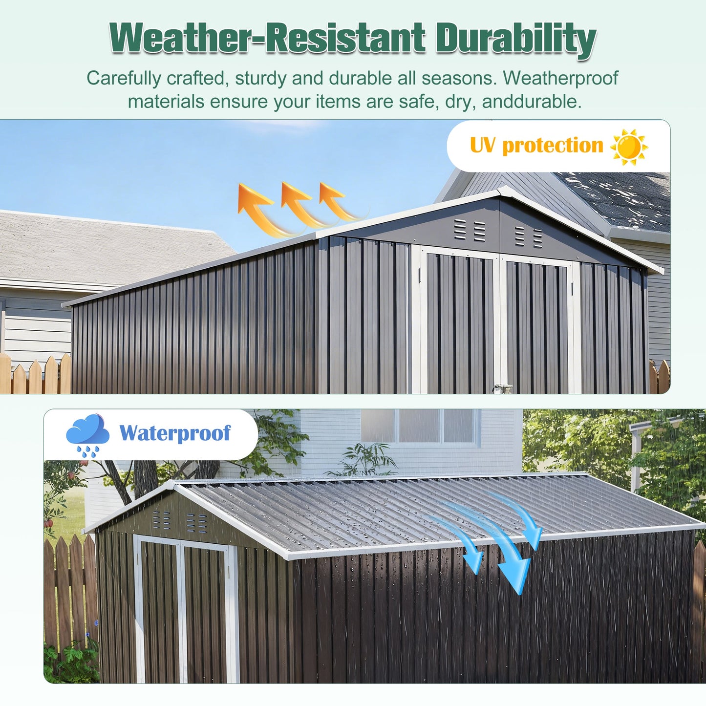 Lockable Secure Metal Shed 8x12 FT
