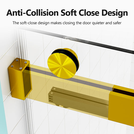 56-60 Inch Width by 76 Inch Height Frameless Double Sliding Soft-Close Shower Door