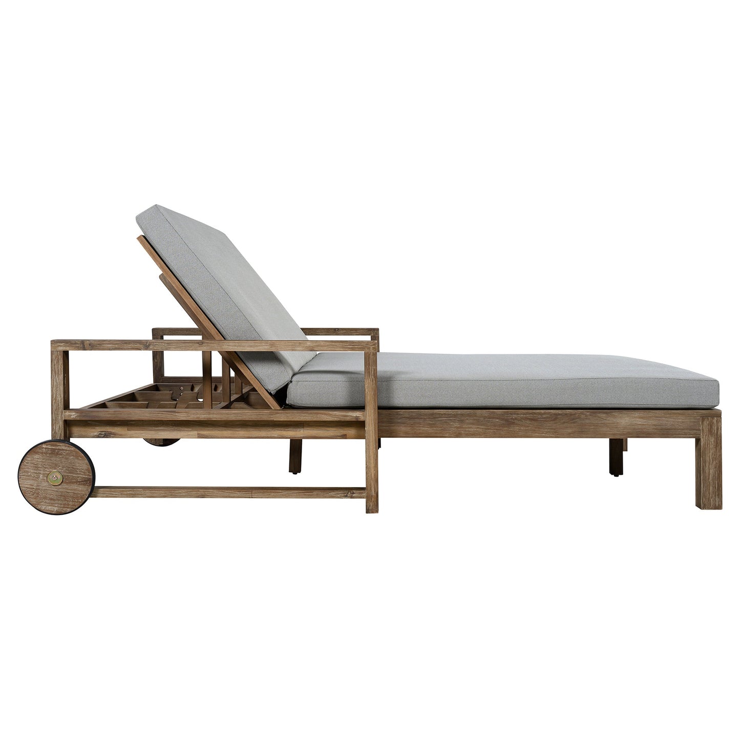 TREXM 1-Piece Farmhouse Wooden Outdoor Sunbed for 2 People