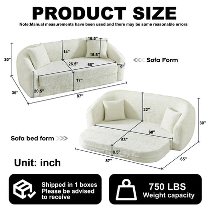 87-Inch Curved Convertible Sofa Recliner