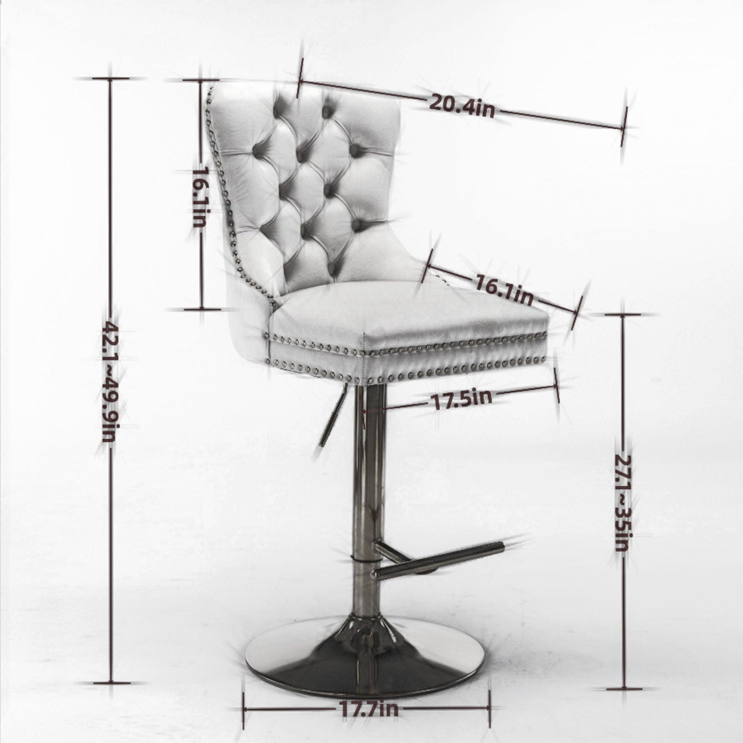 Thick Swivel Barstools Adjusatble Seat Height From 25-33", Modern Upholstered Bar Stools With Backs Comfortable Tufted For Home Pub And Kitchen Island (Set of 2)