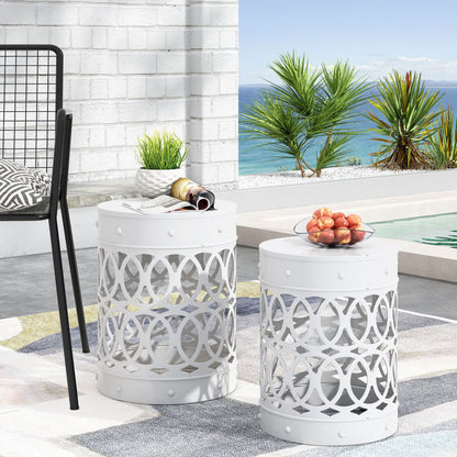 Outdoor Metal Side Table Set of 2