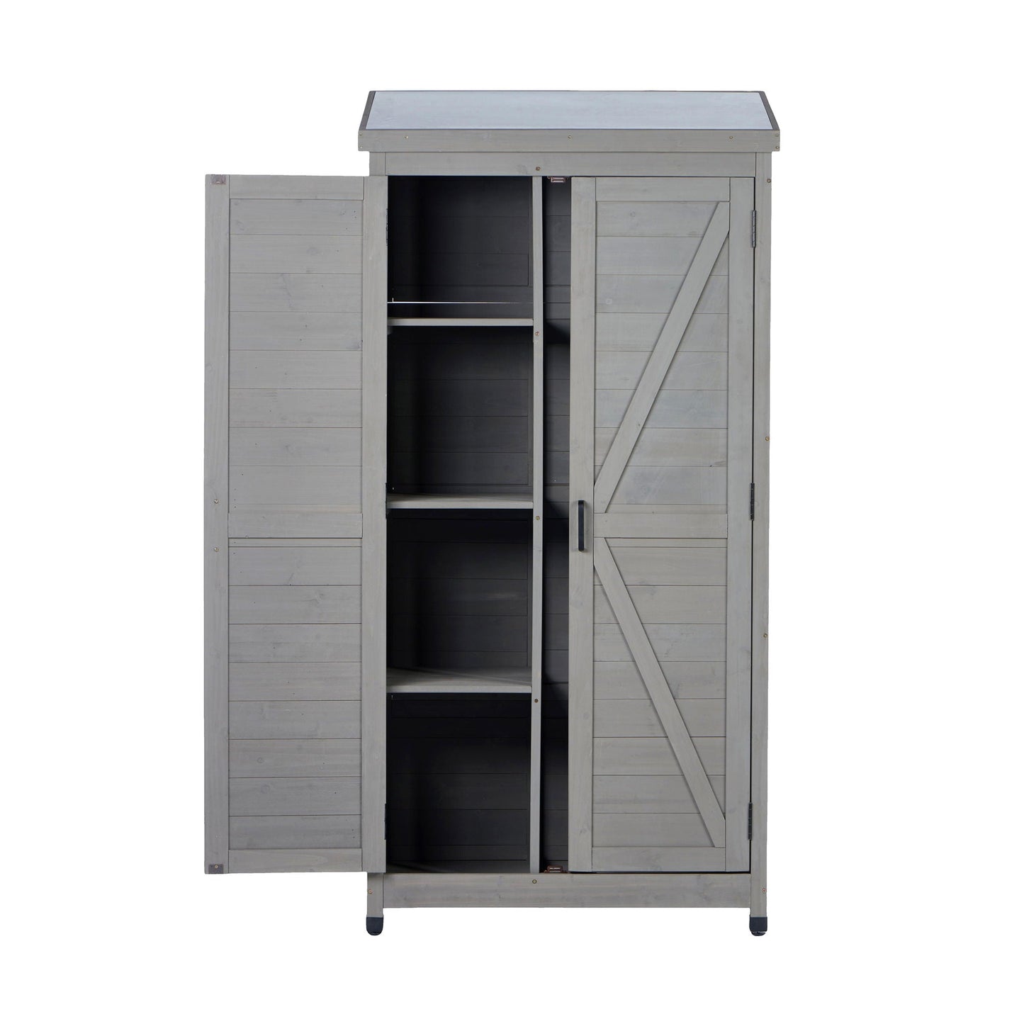 Outdoor Storage Shed With Vertical Tool Cabinet For Backyard