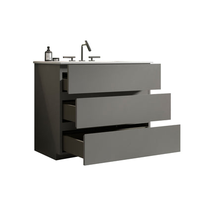 Gray Tia 36" Bathroom Vanity with Engineered Stone Basin