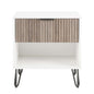 Dumbo - Fluted Nightstand With 1 Drawer - Gray / White
