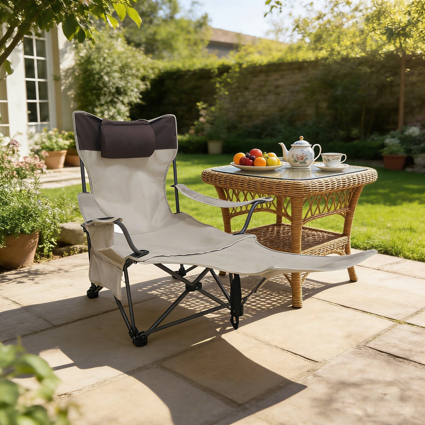Outdoor Folding Camping Chair with Adjustable Recline
