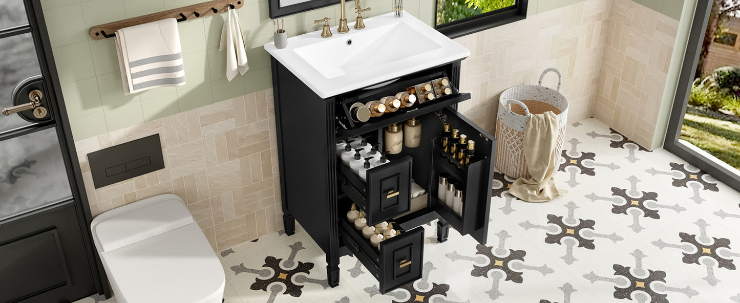 24-Inch Bathroom Vanity with Sink and Solid Wood Cabinet