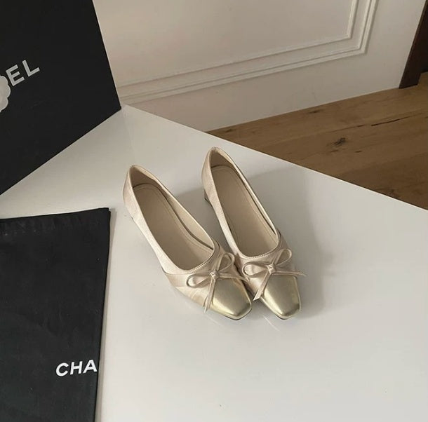 Women 2026 Spring Autumn New Square Toe High Heels, Soft Leather Comfortable Block Mid Heel Versatile Daily Shoes
