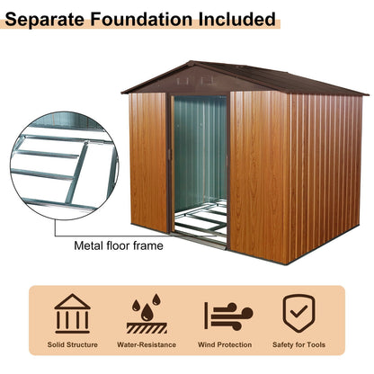 Outdoor Metal Storage Shed With Floor Base
