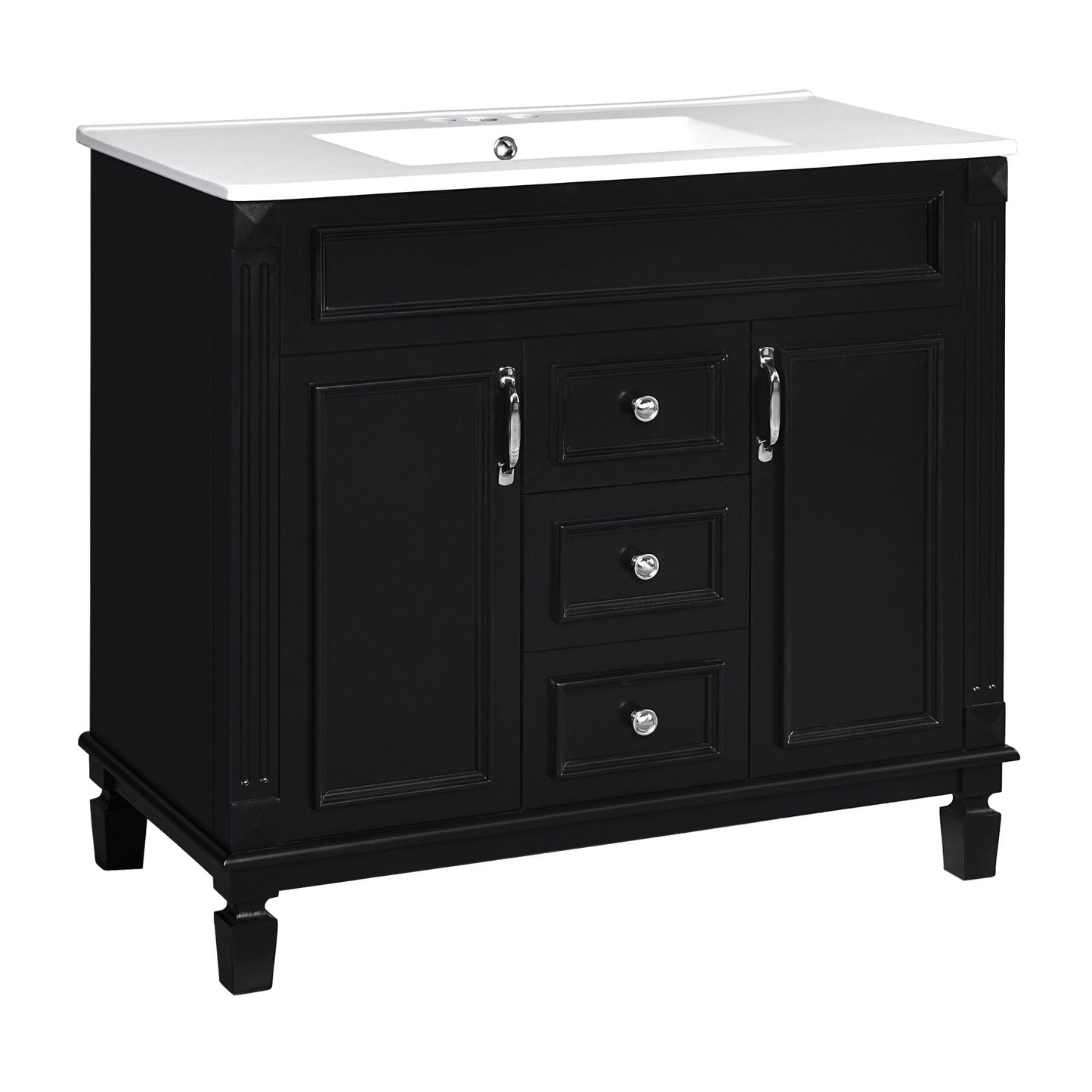 Bathroom Vanity With Top Sink and Soft-Closing Storage