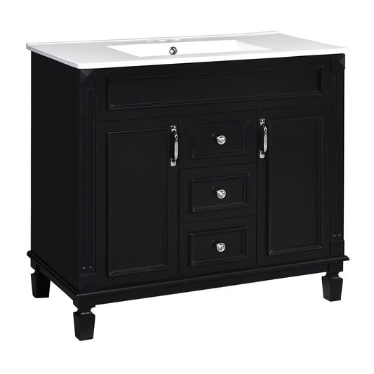 Bathroom Vanity With Top Sink and Soft-Closing Storage