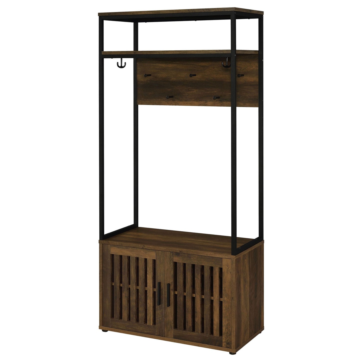 Flora - 2 Door Coat Rack Hall Tree Storage Bench And Multi Functional Storage - Natural