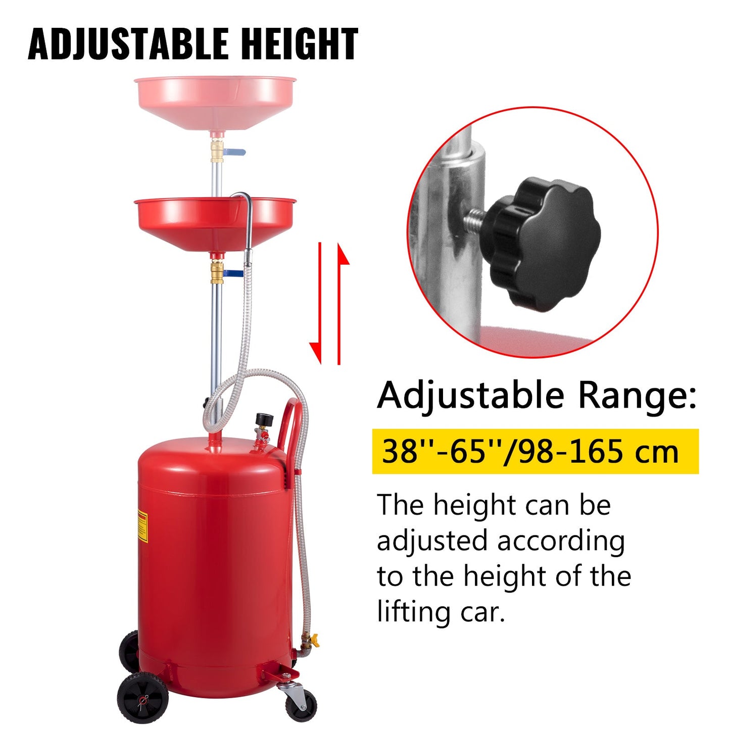 Waste Oil Drain Tank 20 Gallon Portable Oil Drain Air Operated Drainer