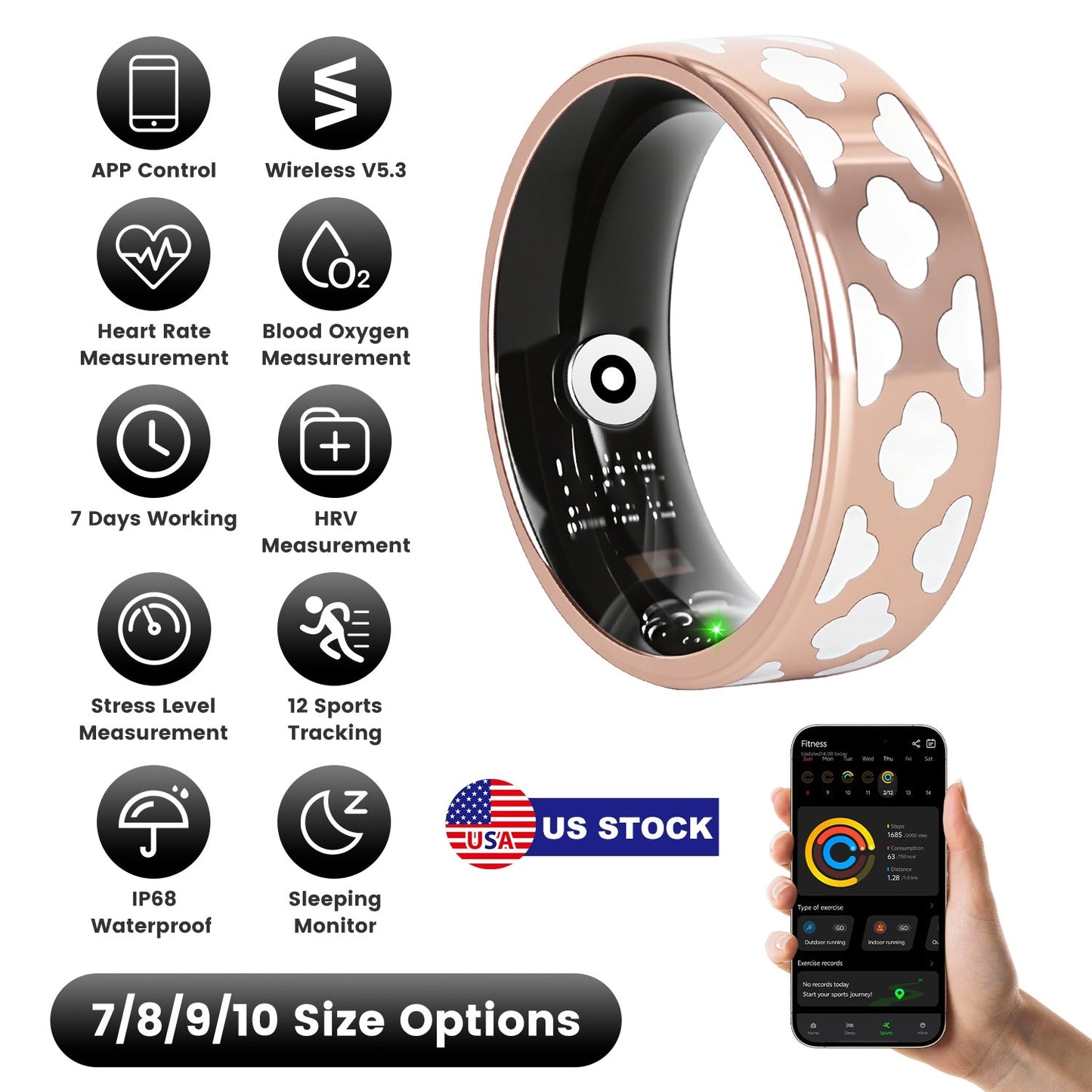 Smart Ring Health Tracker with Sleep & Fitness Monitoring