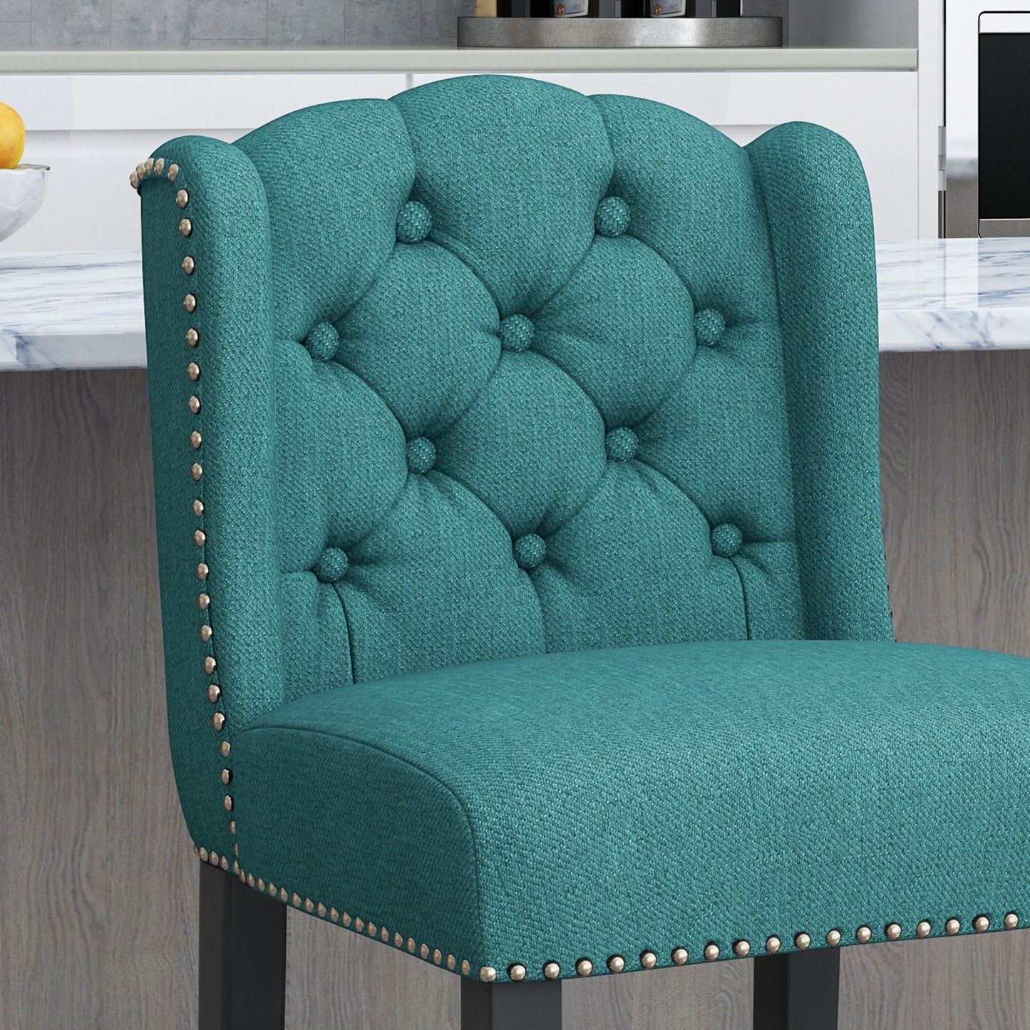Vienna Fabric Tufted Counter Stool With Nailhead Accents (Set of 2)