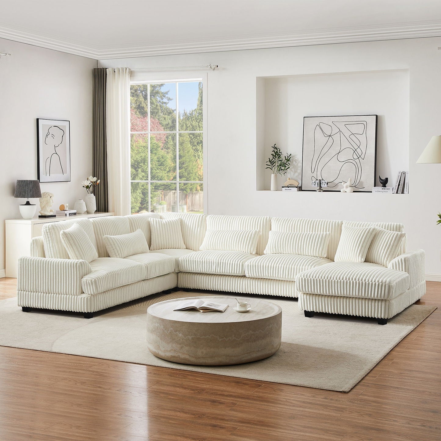 Oversized Sectional Sofa U - Shaped Sofa Couch Modern Sofa Upholstered In Soft With A Chaise Lounge For Living Room