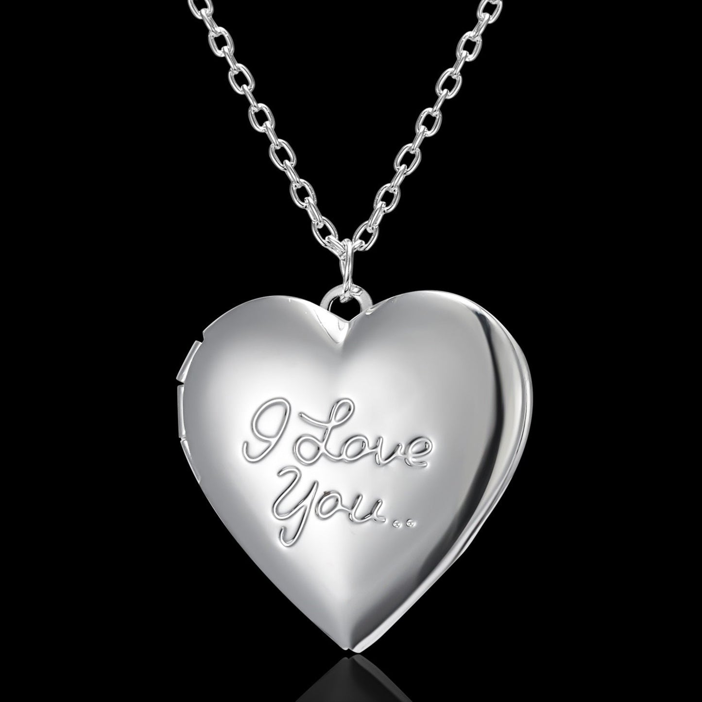New Silver Carved Design Love Necklace Personalized Heart-shaped Photo Frame Necklace For Women Jewelry For Valentine's Day