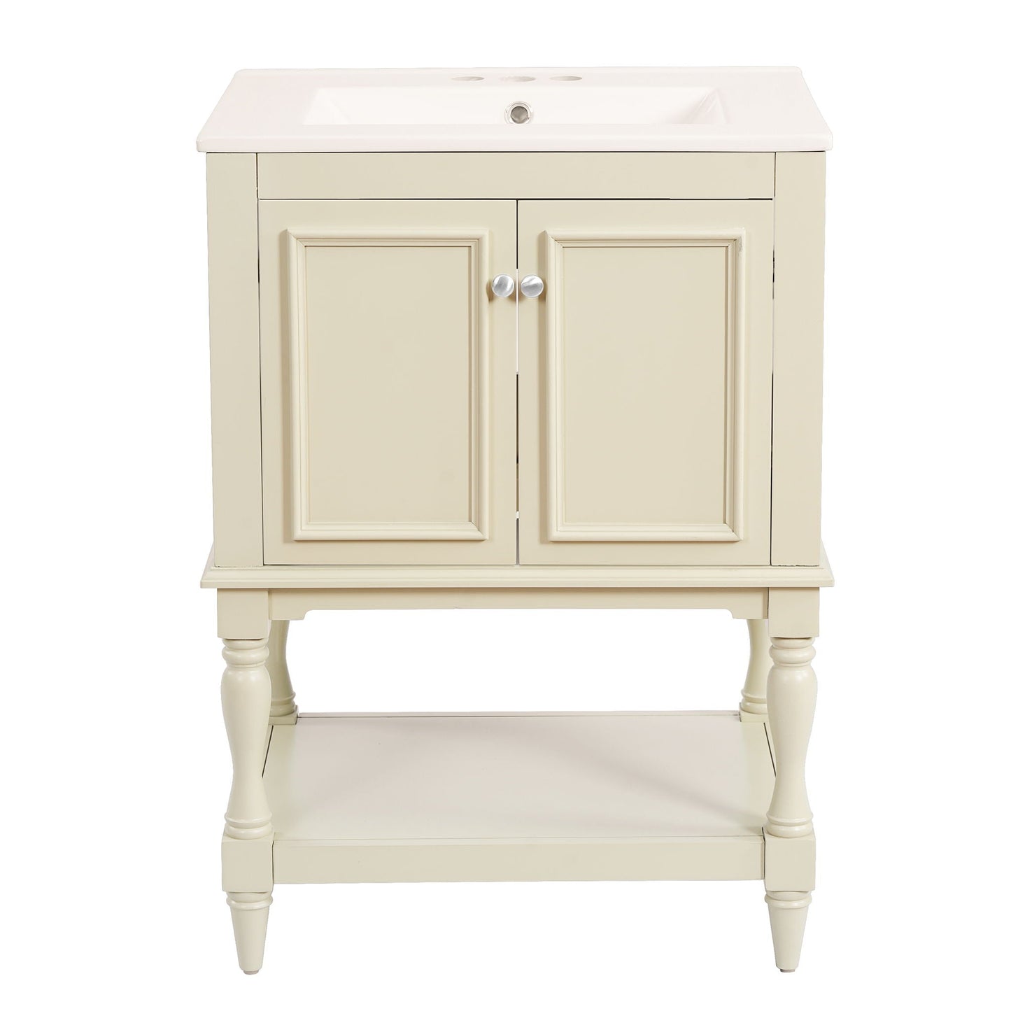 Modern Bathroom Vanity With Sink, Rectangular Cabinet With Open Shelf And Closed Storage
