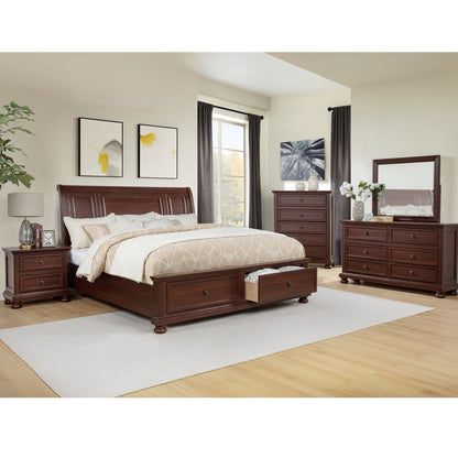 1 Piece Nightstand, 2 Drawer Storage Bedroom Furniture - Brown / Cherry