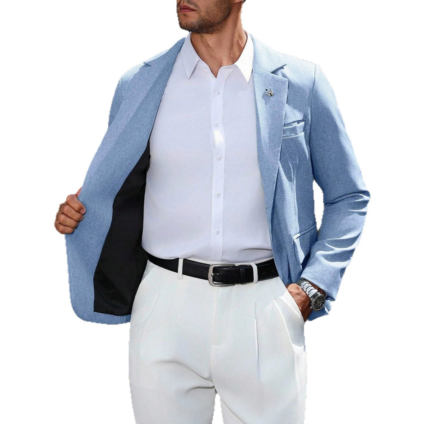 Mens Business-style Single-breasted Blazer With A Notch Lapel