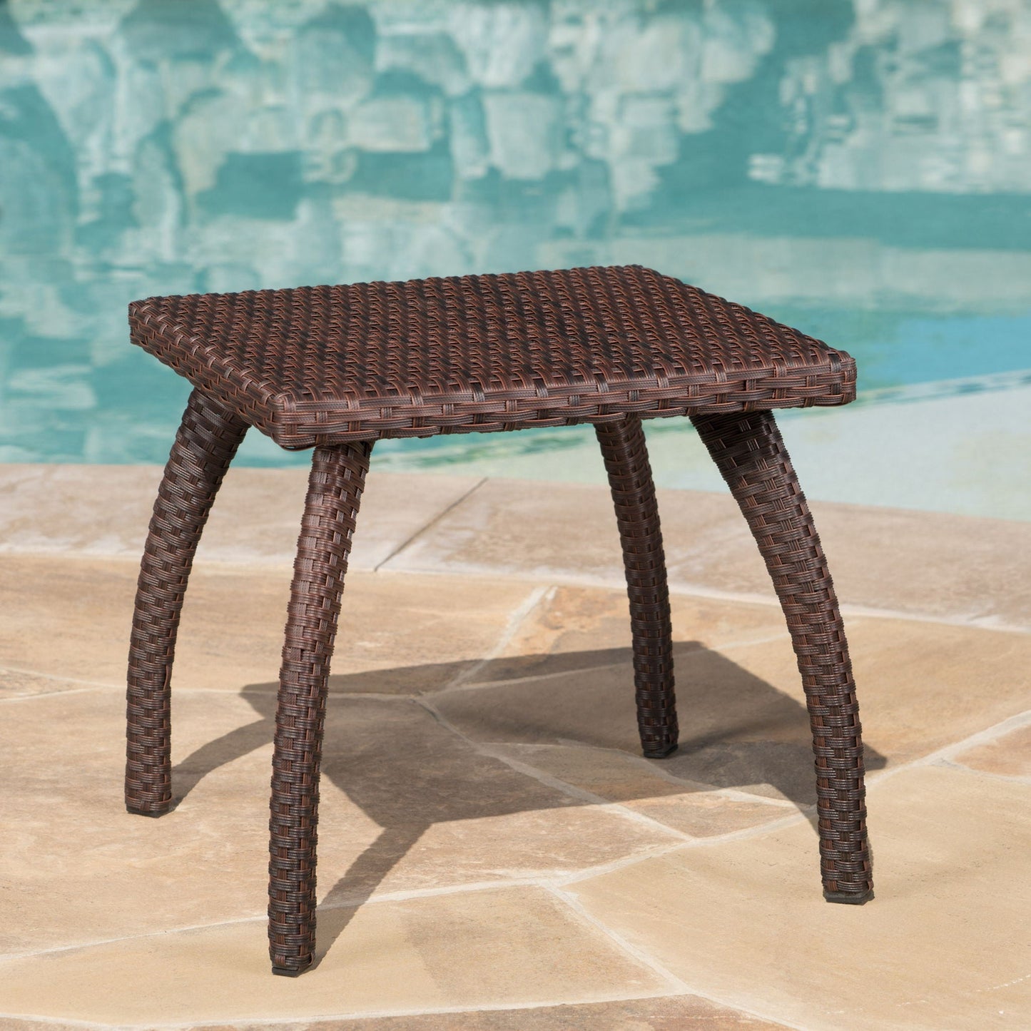 Luminant Outdoor Side Table With Iron Frame - Brown