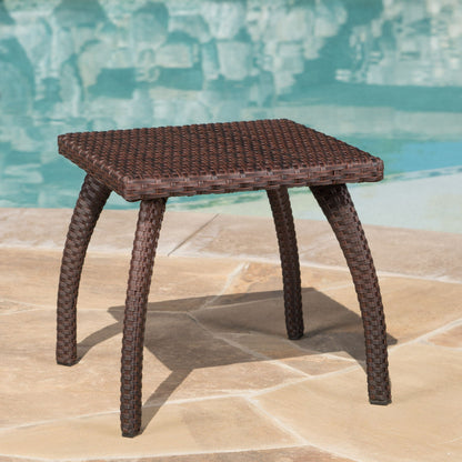 Luminant Outdoor Side Table With Iron Frame - Brown
