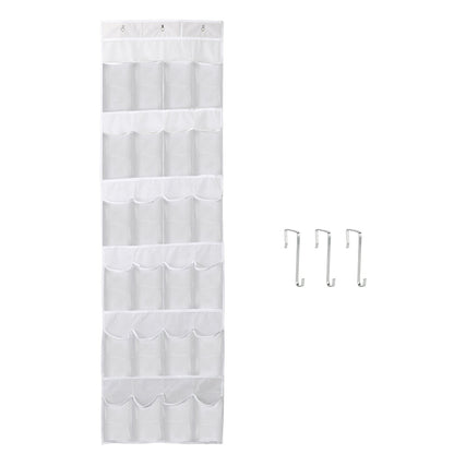 Over the Door Shoes Rack 24-Pocket Crystal Clear Organizer 6-Layer Hanging Storage Shelf for Shoes Slippers Small Toys Closet Cabinet