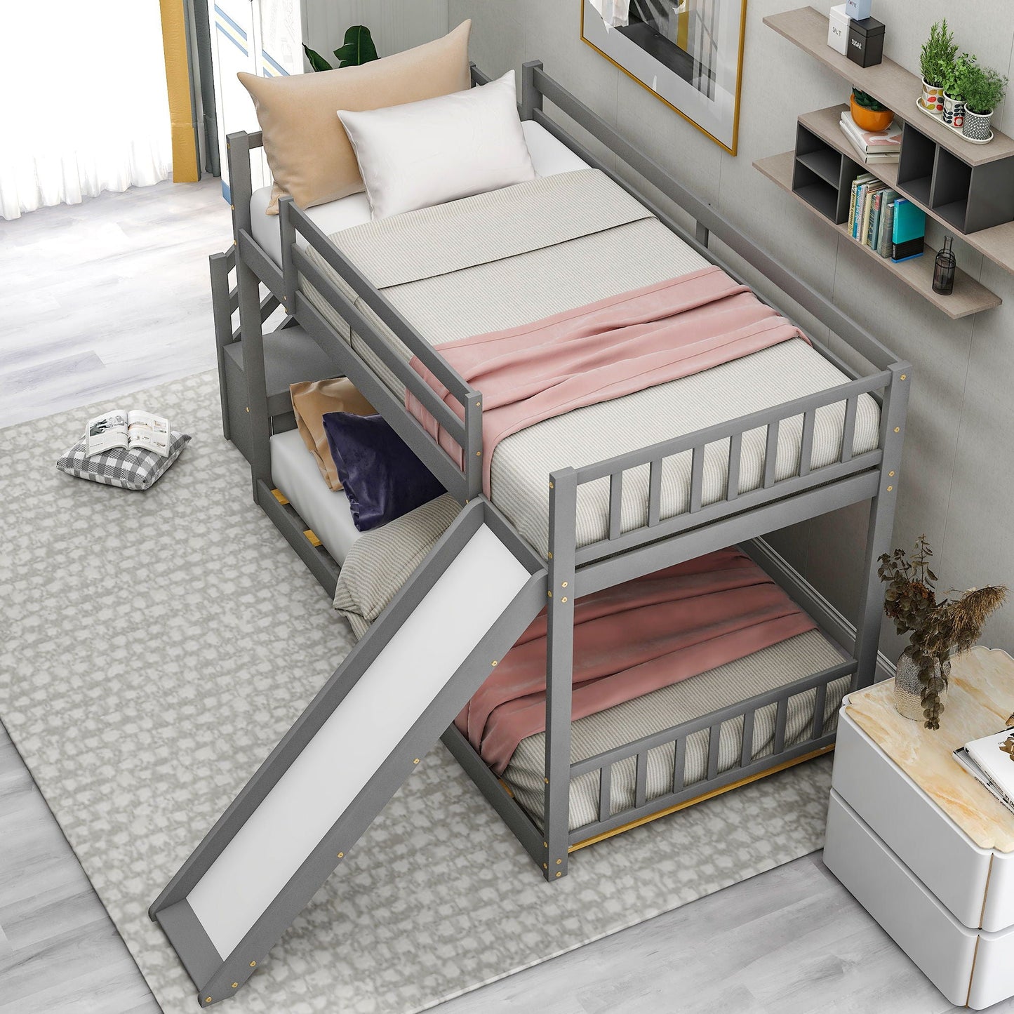 Bunk Bed With Convertible Slide And Stairway
