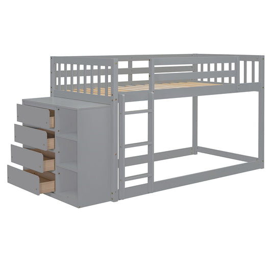 Bunk Bed With 4 Drawers and 3 Shelves