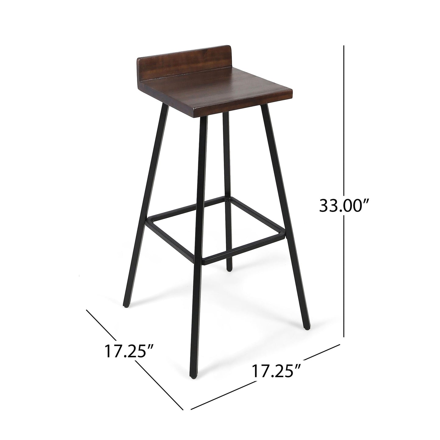 Outdoor Bar Stool With Low Backrests And Wood Seats (Set of 2)