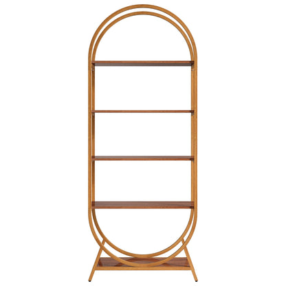 Arched 5 Tier Open Bookshelf For Office - Brown