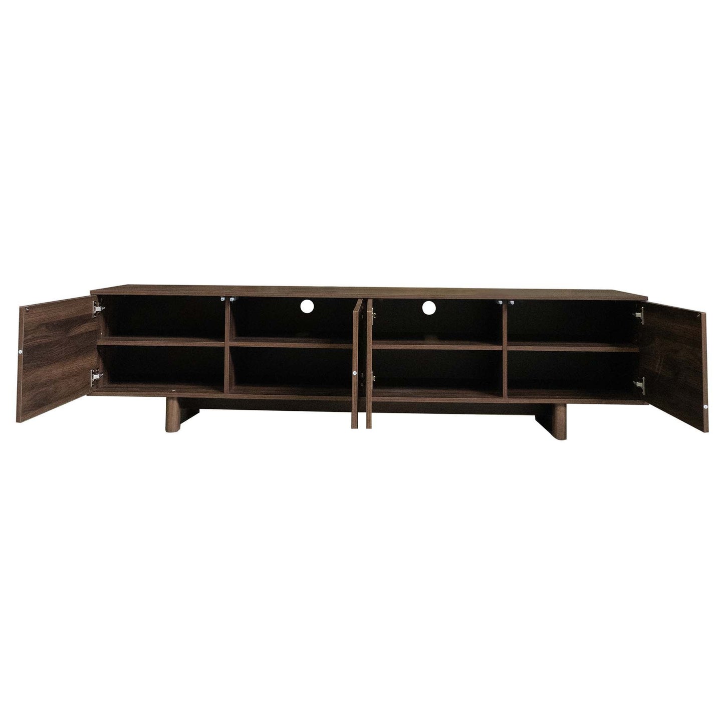 TV Stand For TVs Up To 85", Entertainment Center, Cable Management, Push Openers, Soft Closing Hinges & Adjustable Shelves - Dark Brown