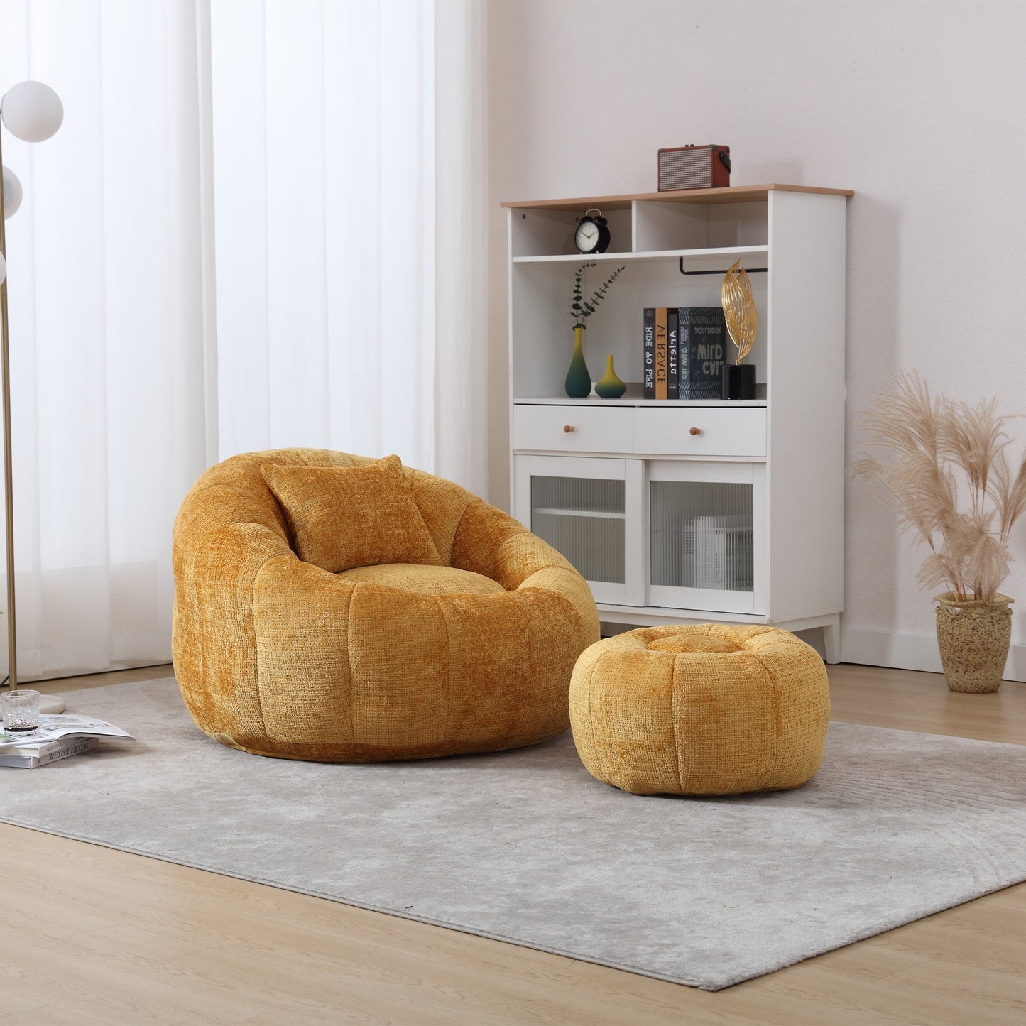 UNITED WE WIN Modern Bean Bag Chairs with Ottoman