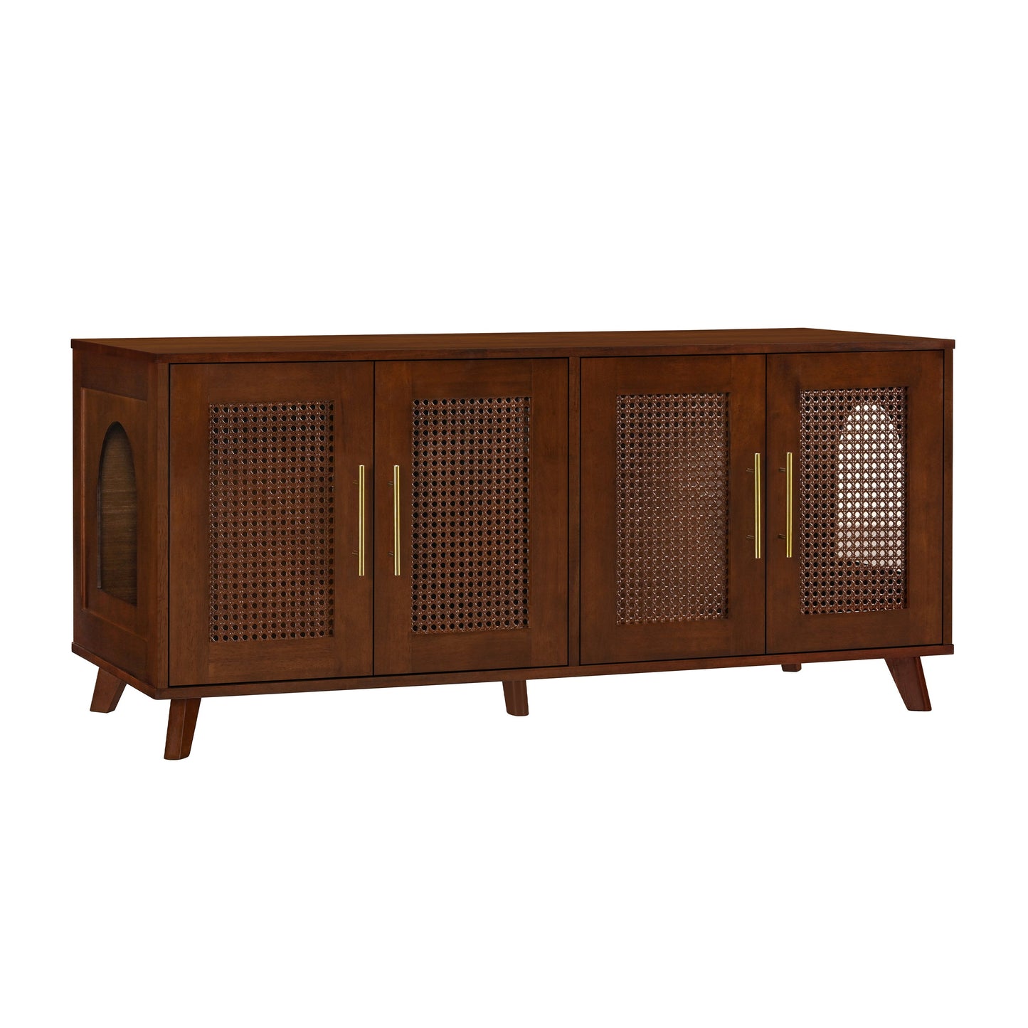 Myra Indoor Premium Rubber Wood Cat Cabinet with Cozy Cushion