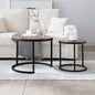 Set of 2 Nesting Round End Tables with Metal Frame