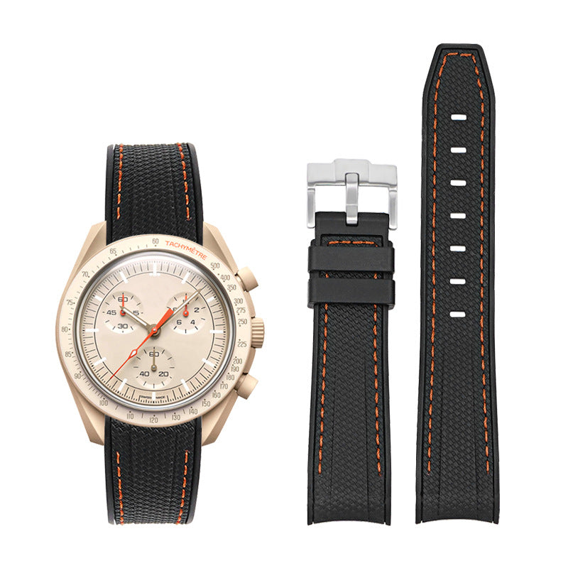 Curved-end Strap 20mm Silicone Watch Band For Men