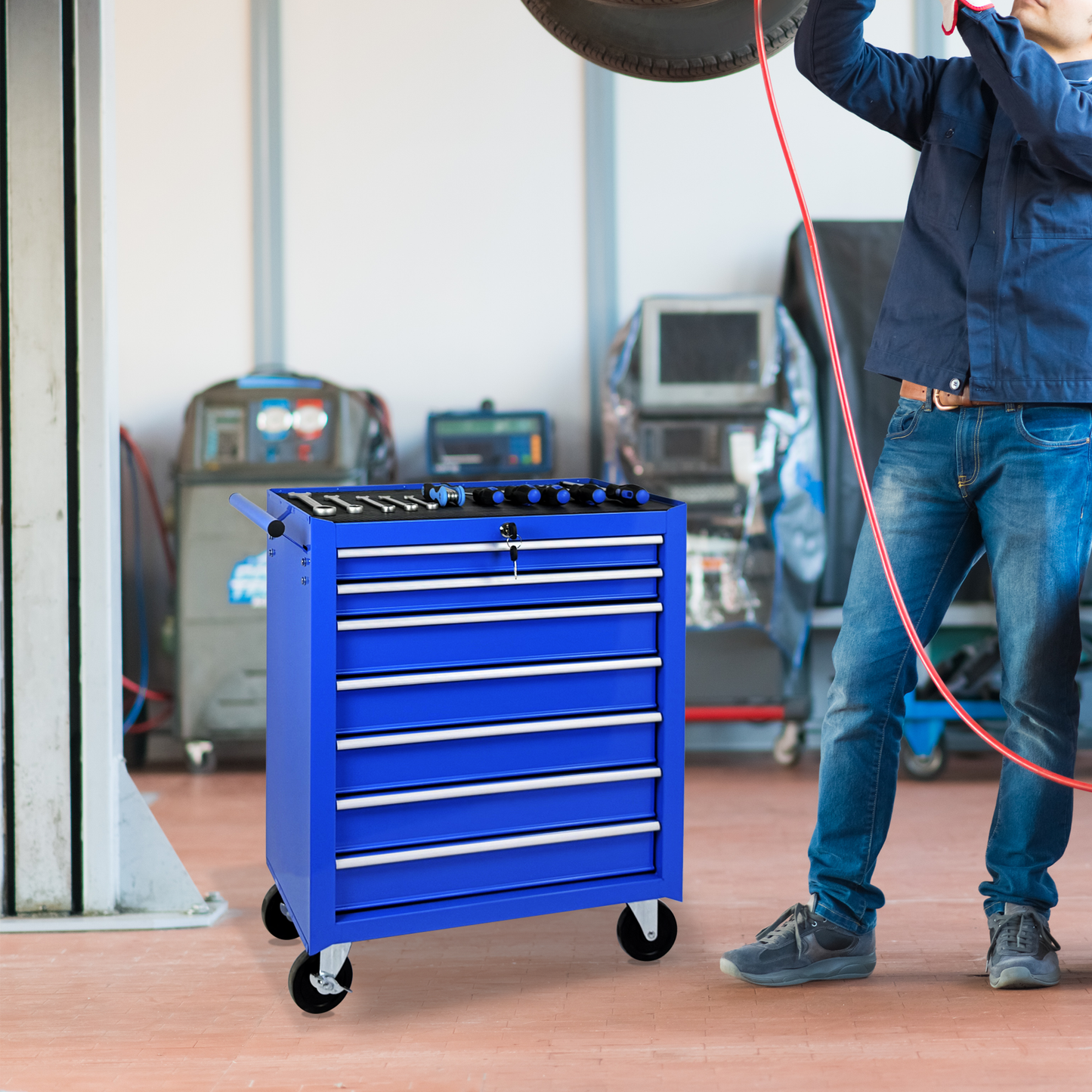 Rolling Tool Chest with 7-Drawer Tool Box with Wheels