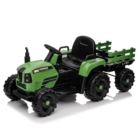Ride On Tractor with Trailer, 24V Powered Electric Toy for Kids