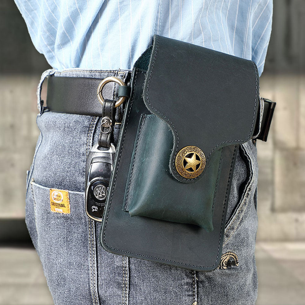 Genuine Leather Mens Cowhide Durable Work Belt-Powered Bag