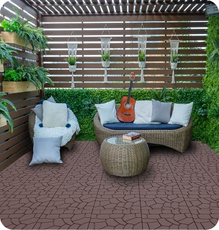 New Stone Texture 12" Patio Deck Tiles, 44pcs