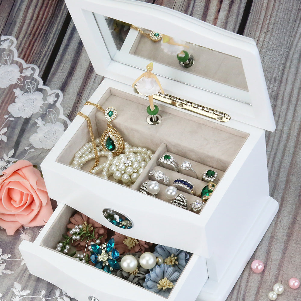 European Style Wooden Music Jewelry Storage Box Gift