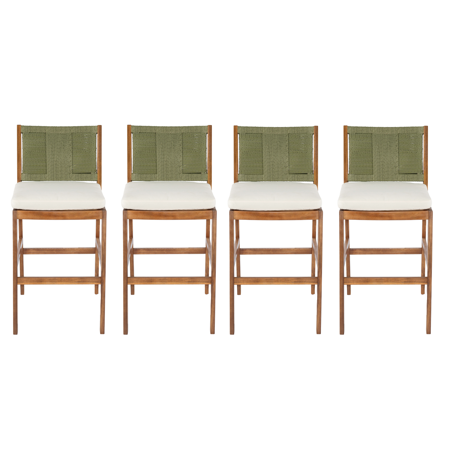 4 Pieces Arly Green Outdoor Bar Stool Set