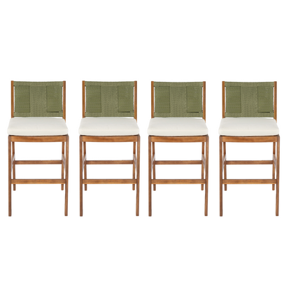 4 Pieces Arly Green Outdoor Bar Stool Set